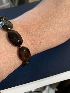 Faceted Oval Brown Bead Stretch Bracelet
